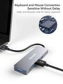 PHILIPS 飞利浦 USB 3.0 分线器 – 带 4 个端口的 USB 集线器，OTG Type-C 接口，适用于手机和平板电脑，铝合金外壳 - 查看 5