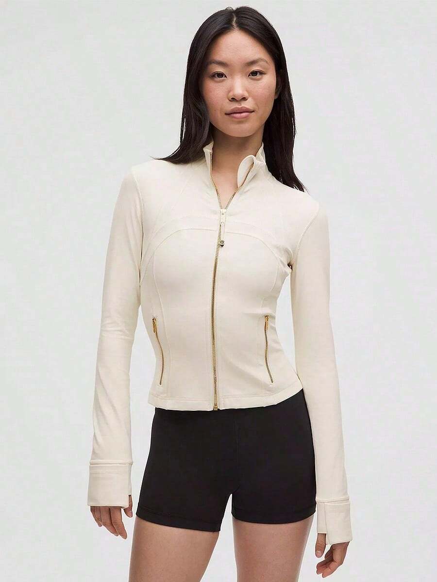 Lululemon Define Jackets For Yoga Gym Running-Sweat-Wicking-Yoga-All Seasons Sport-Spring/Summer-Autumn/Winter-Back To School - Light Ivory/Gold/Gold - 查看 1