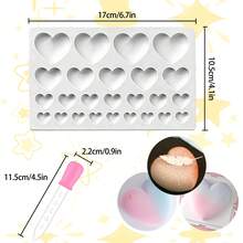 Bộ 55 khuôn silicon hình trái tim kèm ống nhỏ giọt, thích hợp làm kẹo, sô cô la, xà phòng, thạch, sáp thơm. - Nhiều màu - Xem 2