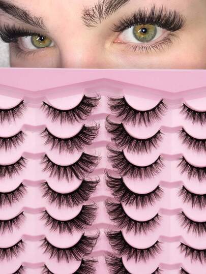 14 Pairs Lashes Cat Eye, D Curl, Artificial Mink Eyelashes Fluffy And Lively Lengthen The Tail Of The Eye To Optimize The Shape The Eye, Suitable For Weddings, Halloween, Christmas, Easily Hold Different Holiday Makeup!