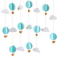 Bộ 1 đồ trang trí treo trần hình mây và bóng bay 3D, dây trang trí trần nhà bằng giấy có thể tùy chỉnh dài 118 inch, bao gồm 9 chiếc khinh khí cầu, hoa giấy hình trái tim và mây để trang trí tường, dải trang trí treo hình trái tim 3D cho đám cưới, dây trang trí tiệc bằng giấy, đồ thủ công bằng giấy dày bền chắc, thích hợp cho đám cưới, lễ đính hôn, tiệc sinh nhật, trang trí lớp học, trang trí phòng, sinh nhật lần thứ nhất, sinh nhật lần thứ 18, tiệc tiết lộ giới tính, lễ tốt nghiệp, Ngày Valentine. - Nhiều màu - Xem 9