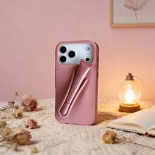 Simple Silicone Phone Case With 3D Lip Gloss Holder For IPhone 17/16/15/14/13/12 Pro/Plus/Max Cute Makeup Design Anti-Drop Shockproof Protective Back Cover - Toast - 查看 5