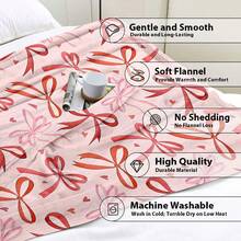 1条新款时尚蝴蝶结柔软毯，数码印花毛绒毯，适用于空调房、办公室小憩、露营、沙发或旅行 - 保暖舒适的涤纶材质 - 彩色 - 查看 6