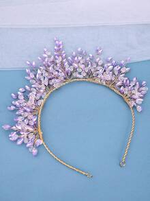 1件优雅水晶水钻发箍，浪漫新娘婚礼发饰，时尚女士派对活动头饰 - 彩色 - 查看 11