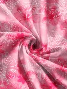 Women's Summer Allover Print Blouse, Random Asymmetric/Asymmetrical Cute Print, Suitable For Beach, Daily Wear And Vacation - Baby Pink - View 6