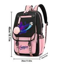 Carton Football Champion Print Backpack,Large Capacity Backpack, Polyester Travel Bag With Zip Closure, Fashionable Schoolgirl Style For Middle And High School Students, Cute Princess Design,Back To School Supplie Essentials Office Supplies - Multicolor - View 12
