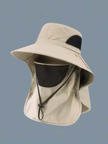 1pc Unisex Solid Color Sun Protection Neck Gaiter, Outdoor Fishing Hiking Wide Brim Sun Hat, Suitable For Daily Outing, Hiking, Camping, Fishing For Men Outdoor Sun Hat Bucket Hat, Sun Cap & Ice Sleeve - Multi-colored. - View 7