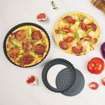 Bandeja para pizza de acero al carbono pequeña con agujeros, engrosada, de 5.5 pulgadas/7 pulgadas antiadherente, resistente a altas temperaturas, fácil de limpiar