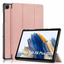 Funda protectora adecuada para Galaxy Tab A11+ 2025 / A11 2025 / A9+ 2023 / A9 2023 / S10 / S9 / S8. Adopta un diseño plegable triple con función de suspensión/activación inteligente. - Oro rosa - Ver 1