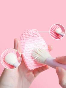 1/2pcs Makeup Brush Cleaning Tool, Handheld Silicone Brush Cleansing Egg, Cosmetic Brush Cleaning Tool, Portable Brush Cleaner, Cleaning Mat, Makeup Tools - Multicolor - View 3