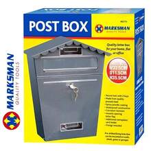 Grey Steel Letterbox With Keys, Large Lockable Wall Mounted Outdoor Post Box - C - View 5