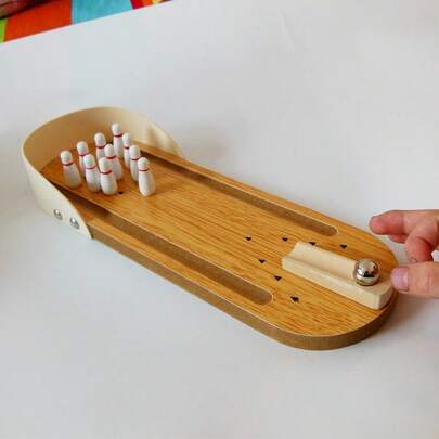 Mini Bowling Table Game - Innovative Wooden Toy - Made Of Real Wood - Fun Balls Suitable For Both Men And Women, An Ideal Gift For Enhancing Fine Motor Skills