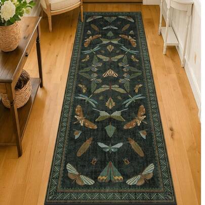 1 tấm thảm trải sàn trong nhà kiểu hoa cổ điển, chống trượt, có thể giặt được, dùng cho hành lang, nhà bếp, lối vào, thảm trải sàn siêu mềm kiểu Boho cho hành lang, nhà bếp, cạnh giường ngủ, lối vào.