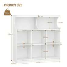 HaluPeit Libreria, 8 Cubi Bianco Scaffale Autoportante Scanalature con U, Libreria da Parete, Scaffale Portaoggetti per Soggiorno, Ufficio, Studio, 30 x 100 x 100 cm, Bianco, - Bianco - Visualizzare 8