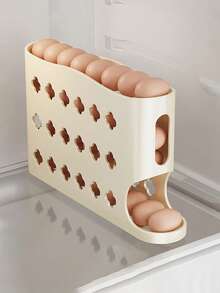 1 pieza Dispensador de huevos giratorio automático, Estante para huevos de 4 niveles que ahorra espacio y almacena 28 huevos, Soporte de almacenamiento de huevos de plástico para refrigerador, mostrador, gabinete de cocina - Multicolor - Ver 18