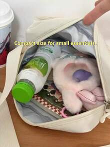 可爱小号斜挎包 女款 双透明口袋 痛包 女孩款 带徽章展示牌 迷你单肩包 钱包 手提包 痛包 夏季包 - 白色 - 查看 7