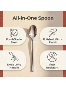 8件套加厚不锈钢咖啡勺 - 不锈钢餐具，茶匙，耐用甜点勺，金属勺，适用于家庭、厨房或餐厅使用，冰淇淋勺，搅拌勺，酒店、餐厅、公共场所甜点勺，餐具，学习用品，返校季 - 彩色 - 查看 5