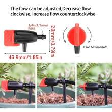 Horticultural Drip Irrigation System Red Adjustable Flow Fat Drip Head Garden Irrigation Automatic Waterer Drip Nozzle Connected To 4/7mm Hairpipe - Irrigation Kit - View 2