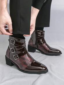 Botas Chelsea para hombres, estilo retro clásico de caña alta, cómodas y transpirables, adecuadas para caminar al aire libre, senderismo, uso diario, tallas grandes, nuevas para otoño/invierno - Rojo - Ver 10