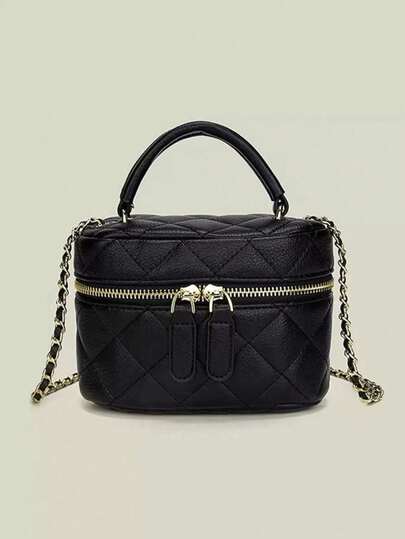 轻便迷你包，时尚女士手提包，链条包，菱格纹包，托特包，水桶包——适合女孩、大学生和职业女性。完美适用于办公室、学校、工作、通勤、户外活动、旅行和郊游。这款菱格纹链条包是夏季年轻女性的理想之选。它是一款高端西式斜挎包，也是一款流行的方形小包。