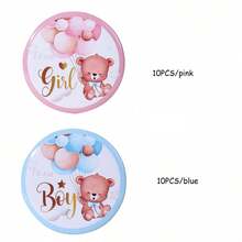 Conjunto de 10/20/30/60/100 broches de urso para revelação de gênero, emblemas para times de meninos ou meninas, ideais para jogos de festa, decoração, lembrancinhas de chá de bebê, broches para revelação de gênero, emblemas para times de meninos e emblemas para times de meninas. - Multicolorido - Ver 11