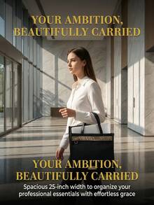 Versace 1pc Black & Gold Tone Slanted Cosmetic Bag, Large Capacity Shoulder Makeup Storage Bag 24*25*12cm With Pockets, Versatile Travel & Daily Use Bag, Fashionable Luxury Cosmetic Pouch - Multicolor - View 11