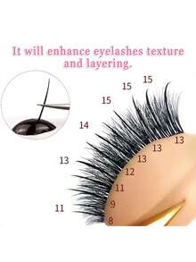 12Lines MASSCAKU Spikes Wispy Eyelashes Extension A Shape Tapered Flat Base Fluffy Eyelash Mix 8-15mm C D Matte Cluster Make Up Tools - View 3