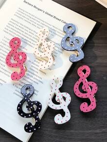 6pcs Polka Dot Musical Note Hair Clips, Fun & Cute, Girly, Striped Duck Clip Bangs Style, Holiday Gift Hair Accessories, Suitable For Parties And Events - Multicolor - View 9
