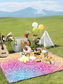 1pc New Outdoor Waterproof Anti-Sand Digital Printed Picnic Mat/Beach Towel, Fashionable And Fresh Pattern, Suitable For Camping And Picnics - A - View 2