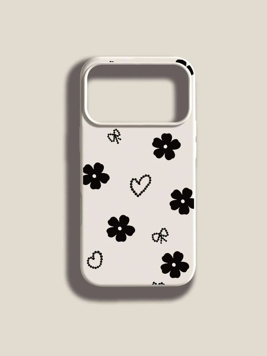 1pc Heart & Flower Pattern Liquid Silicone Shockproof Phone Case, Suitable As Holiday Gift Compatible With Apple Xs/Xr/11 12 13 14 15 16 17 Pro/Pro Max/14 15 16 Plus - Multicolor - View 1