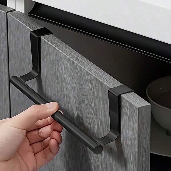 1pc Stainless Steel Towel Rack, No-Drill Door Hanger For Bathroom/Kitchen Towel Storage, Durable Space-Saving Shelf, Bathroom Towel Rack, Wallmounted Holder, No Drill Installation,Non Perforated Kitchen Storage Rack, Cabinet Door Back Shelf, Household Towel Storage Rack, Kitchen Orangizer, Kitchen Gadgets,.Kitchen Storage,Kitchen Organization And Storage The Hook Is Made Of Plastic