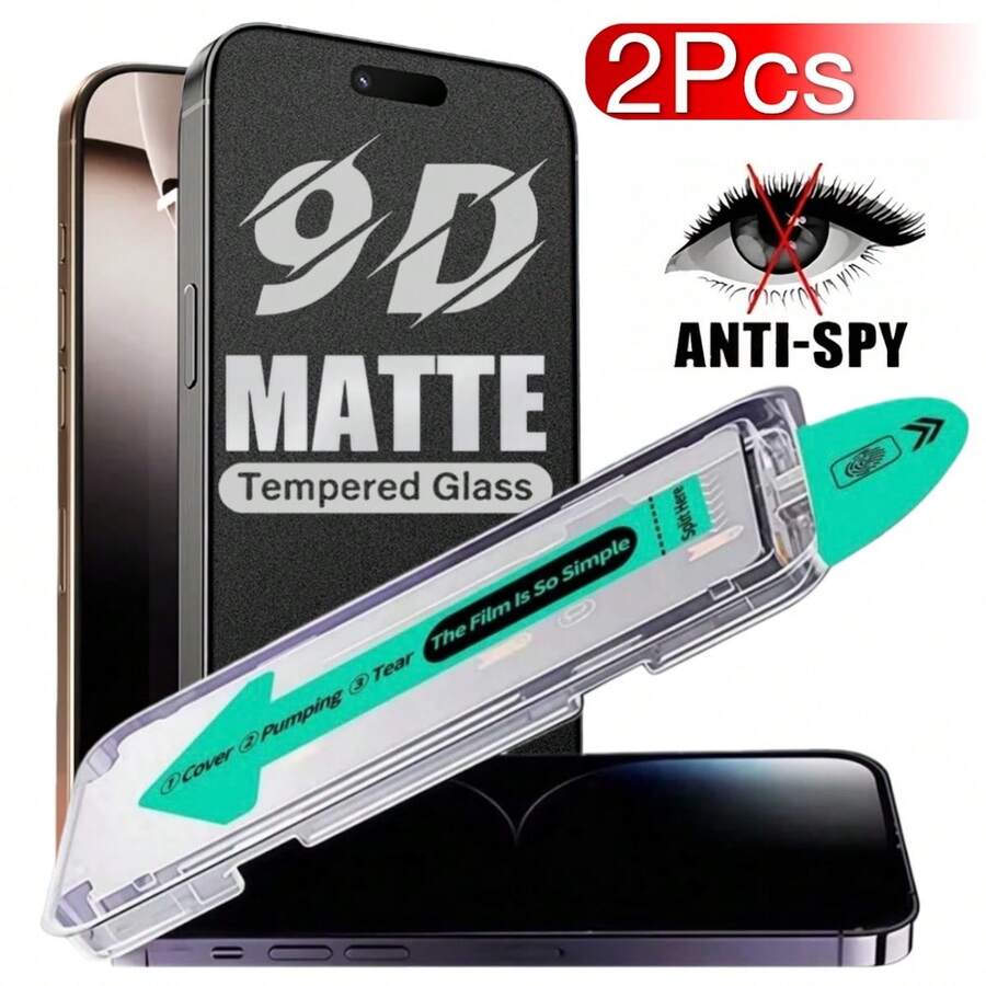 MIAOTIEMO 2pcs Matte Tempered Glass Screen Protector Compatible With Apple 17 16 15 14 13 12 11 XS X XR Pro Max Air Plus, Privacy Protection, Auto-Alignment, Dust-Free