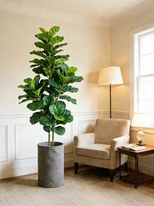 Kmitang 64/122cm Large Artificial Banyan Tree Branches, Tropical Fake Ficus Tree, Green Plastic Simulation Banyan Leaves, Home Garden Wedding Indoor Outdoor Decor, 1pc (Excluding Planter) - Multicolor - View 3