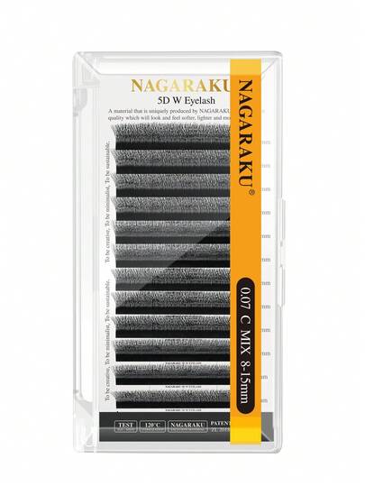 12排 NAGARAKU 5D W型 Pro Max 预制睫毛簇，三叶草绽放自动扇形网状假睫毛，W型三叶草预制绽放手工编织睫毛簇，浓密羊绒轻盈版，随机包装，睫毛簇，单根睫毛，假睫毛