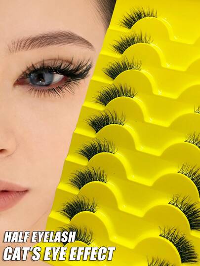 Asiteo 9 pares de pestañas postizas de aspecto natural para el Eid Al-Fitr, pestañas postizas de estilo manga con banda transparente, pestañas postizas de mink falso 3D suaves y cortas, pestañas postizas de mink falso esponjosas y delicadas, herramienta de extensión de pestañas, pestañas postizas