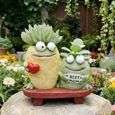 Modern Resin Planter, Sitting Planter, Smiling Face Planter, Desktop Decor Planter, Cute Office Planter, Outdoor Garden Lawn