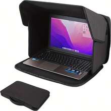 Foldable Laptop Sun Shade Hood - Privacy Hood With Adjustable Shoulder Strap, 16-Inch Portable Screen With Halo Effect, Suitable For Outdoor Work, Black, Laptop Protection, Durable Nylon Lining - A - View 6