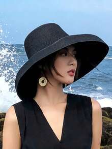 1顶女士大帽檐度假沙滩遮阳帽，防晒遮阳 - 防曬 - 查看 3