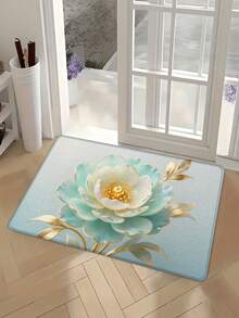 1pc Gradient Floral Art Bathroom Mat With Golden Outline, Machine Washable Shower Mat, Outdoor Doormat, Living Room Carpet, Entrance Mat, Runner Rug, Bathroom Rug, Luxury Gradient Peony Mat, Jade Floral Mat, Embossed Gold Mat, High-End Luxury Mat, Entrance Doormat, Anti-Slip Bathroom Mat, Water-Absorbent Bath Rug, Entrance Foot Mat - Jade Golden Peony - View 7