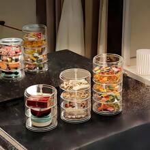 1个波西米亚风五层旋转首饰盒，大容量防尘设计，安全搭扣，椭圆形隔层，适用于项链、耳环、戒指、手镯、手表和发饰——现代家居或沙龙桌面收纳，透明可视分隔首饰盒。是首饰配件和首饰收纳的理想之选。 - 彩色 - 查看 6