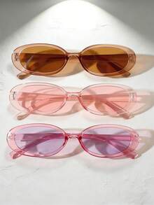 3副椭圆形镜框眼镜，时尚百搭，适合青少年和日常佩戴 - 彩色 - 查看 9