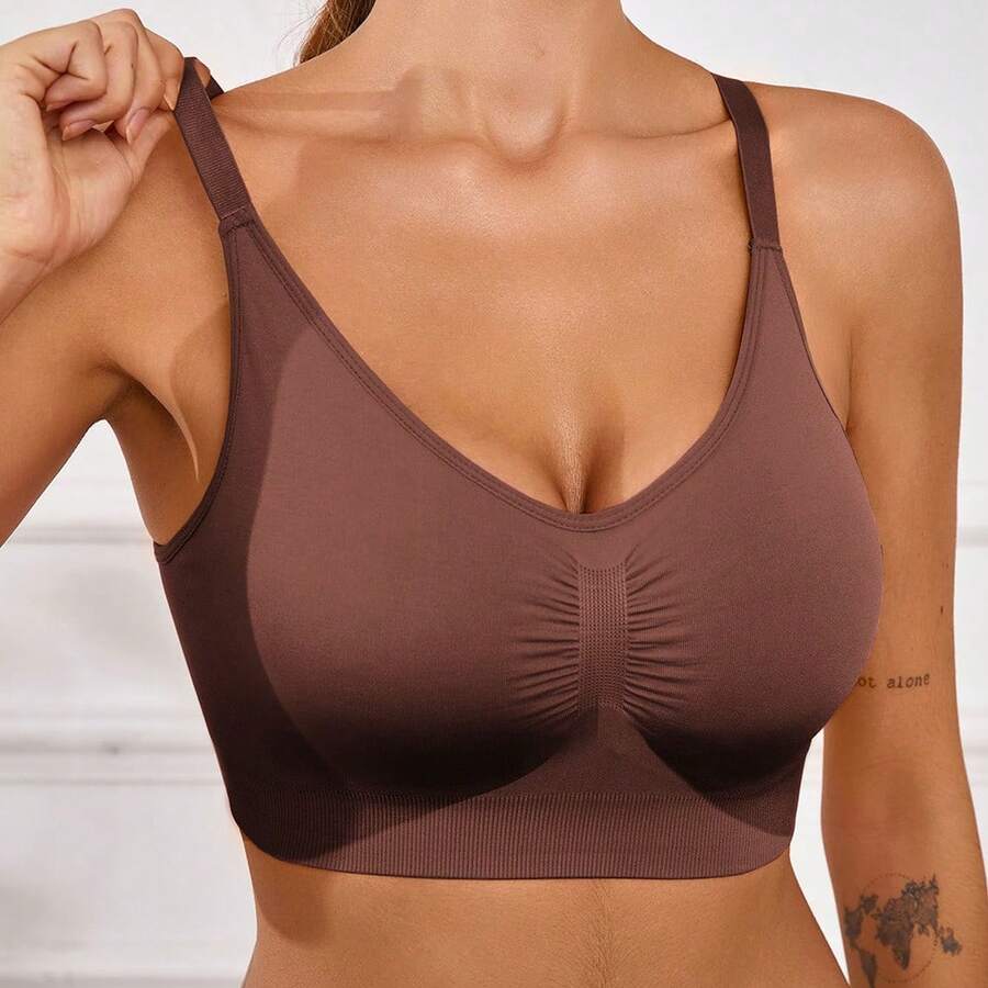 New Women's Tight Fitting Underwire Sports Bra - Khaki - View 1