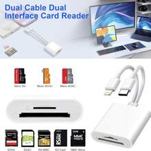 USB C+Lightning 2-In-1 Card Reader, Plug And Play SD+TF Card Storage Card Converter Connector Compatible With Multiple Devices, Camera Memory Card Reader Converter, Suitable For Phone 17/16/15/14/13/12/11/ S26/S25/S24/S23/S22/S21/S20/ Series Portable Multi-Function Card Reader - White - View 3