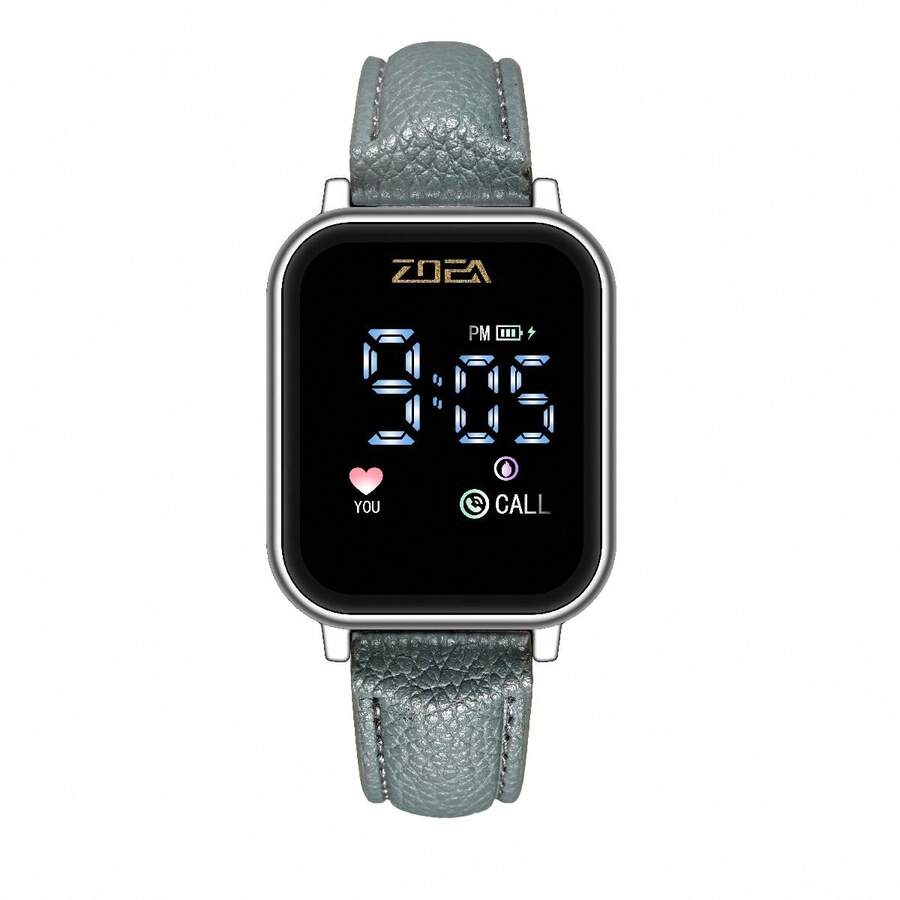 ZOEA Couple Digital Watches - 錶帶 - 淺綠色 / 錶殼 - 銀色 - 查看 1