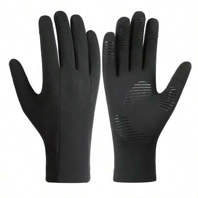 1 双户外保暖手套，D449 系列，男女通用，透气舒适，运动手套，可作滑雪手套内衬，黑色