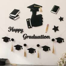 Decoraciones para fiesta de graduación 2026, incluye calcomanías de pared, decoración colgante, pancarta para celebración - graduado - Ver 12