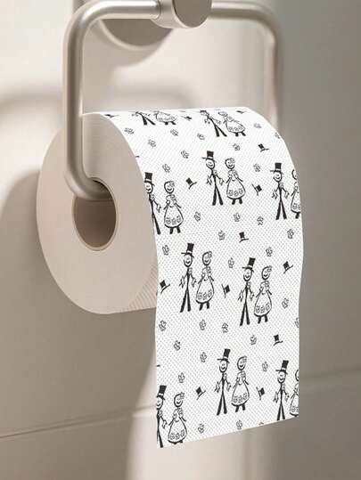 1 Roll, Wedding Groom Bride Toilet Paper Roll, Black & White Disposable Wedding Tissue For Bathroom, Ideal For Wedding Celebrations & Gifts, Bridal Shower Decorations, Bride To Be Decor, Wedding Accessories, Wedding Favors