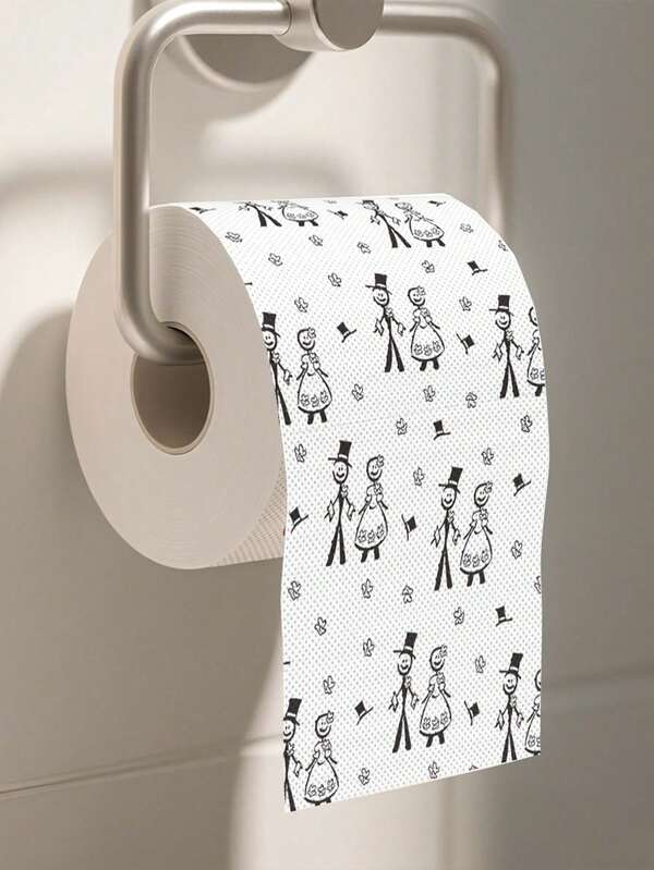 1 Roll, Wedding Groom Bride Toilet Paper Roll, Black & White Disposable Wedding Tissue For Bathroom, Ideal For Wedding Celebrations & Gifts, Bridal Shower Decorations, Bride To Be Decor, Wedding Accessories, Wedding Favors