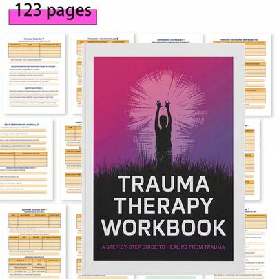 1pc Trauma Therapy Workbook & Emotional Wellness Planner - Step-By-Step Guided Notebook With 123 Pages Of Triggers Logs, Grounding Techniques (5-4-3-2-1 Exercise), Reframing Worksheets & Coping Strategies, Self-Care Reflection Prompts & Growth Tools For Adults Seeking Recovery From Past Experiences For Counseling Sessions & Daily Support