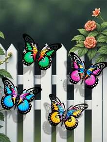 1pc/4pcs Vibrant Color Metal Butterfly Wall Art Decor, Suitable For Garden, Yard, Fence, Holidays, Parties, Gift For Friends & Family, Ideal For Butterfly Enthusiasts - A - View 4